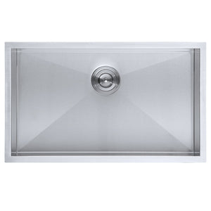 DAX Stainless Steel Handmade Single Bowl Undermount Kitchen Sink, 30", Brushed Stainless Steel DAX-SQ-3018-X