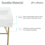 Claire 40 Ceramic Console Sink White Basin Gold Legs