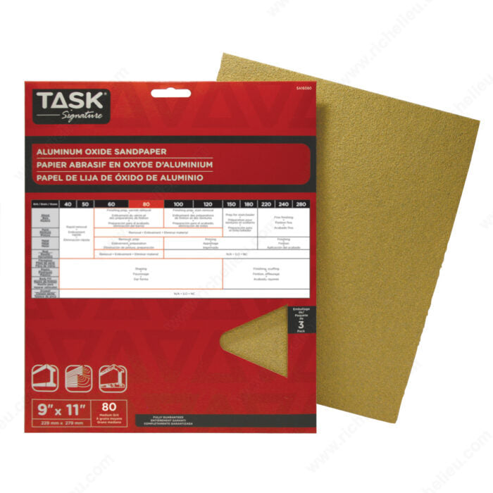 Task Signature SA16080 Task Signature Aluminum Oxide Sandpaper, 80, Medium