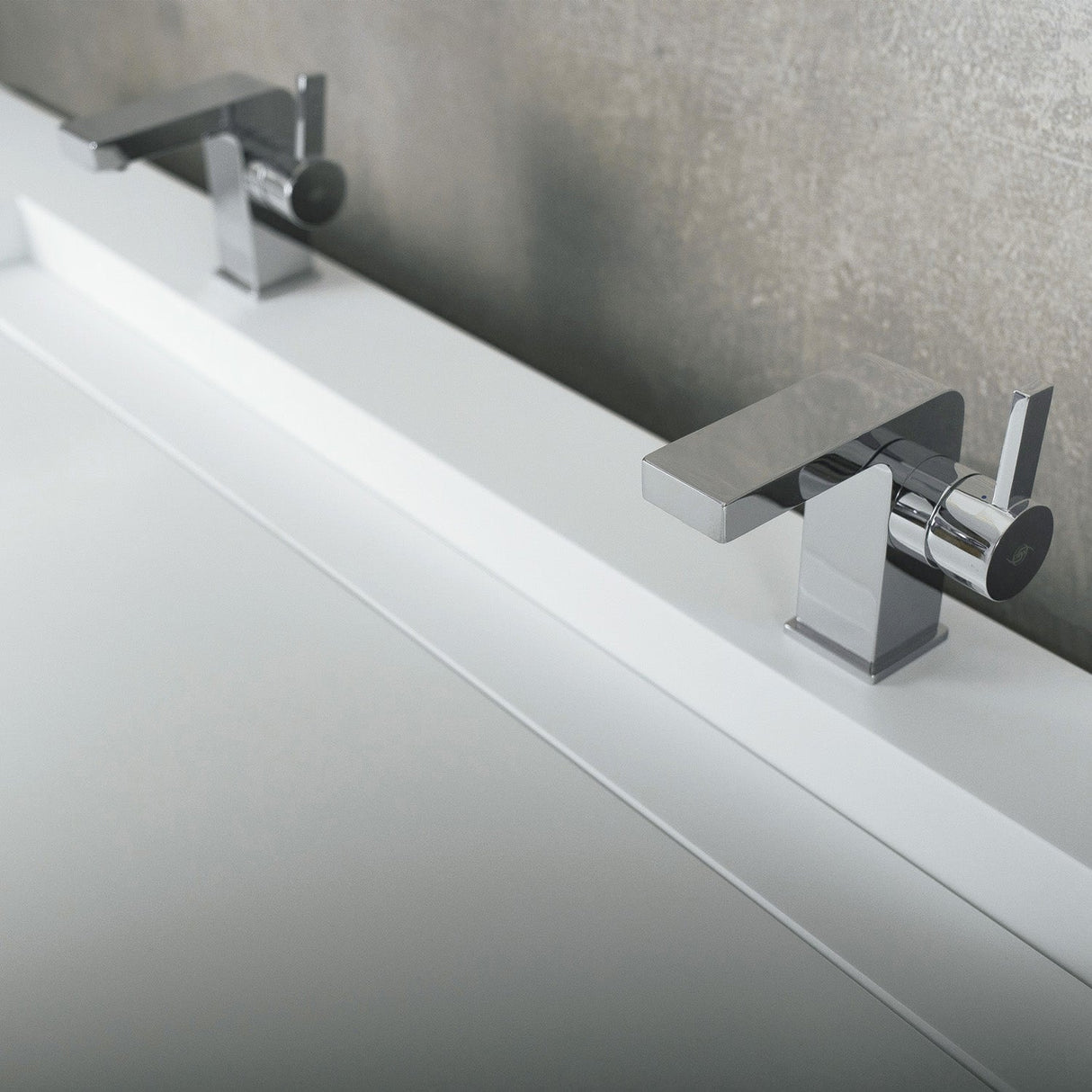 DAX Solid Surface Rectangular Double Bowl Top Mount Bathroom Basin, Matte White DAX-AB-1371