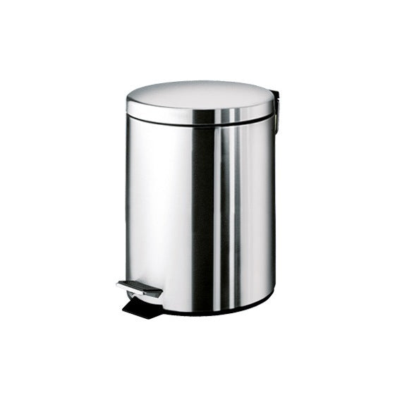 Round Polished Chrome Waste Bin With Pedal