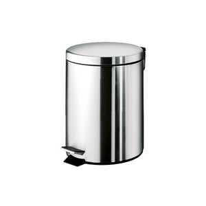 Round Polished Chrome Waste Bin With Pedal