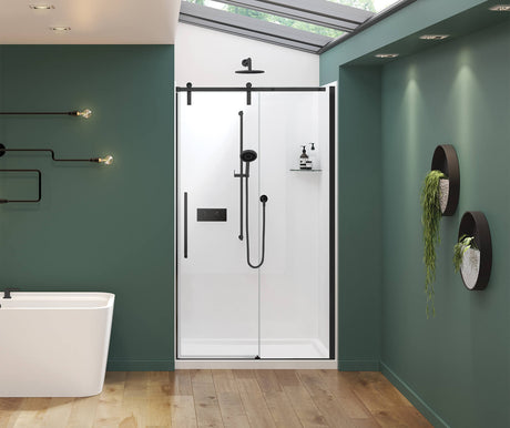 MAAX 135870-900-340-000 Nebula 44 ½-46 ½ x 78 ¾ in. 8mm Sliding Shower Door for Alcove Installation with Clear glass in Matte Black