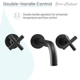 Ivy Double-Cross Handle Valve, Wall-Mount, Bathroom Faucet in Matte Black