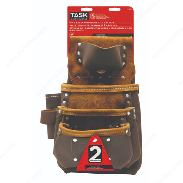 Task Leatherworks T77301 Master Carpenter 6 Pocket Tool Bag with Tape Measure Holder