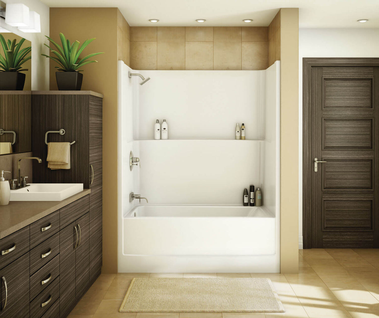 MAAX 105674-000-002-001 TSEA Plus 60 x 32 AcrylX Alcove Left-Hand Drain One-Piece Tub Shower in White