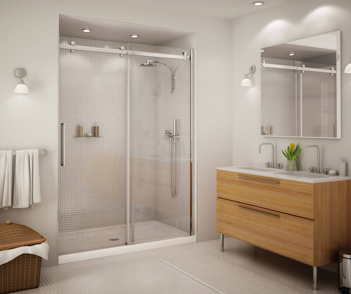 MAAX 138997-900-084-000 Halo 56 ½-59 x 78 ¾ in. 8mm Sliding Shower Door for Alcove Installation with Clear glass in Chrome