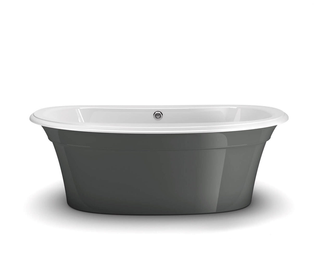 MAAX 105744-000-001-104 Ella Sleek 66 x 36 Acrylic Freestanding Center Drain Bathtub in White with Thunder Grey Skirt