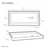 Voltaire 60 x 32 Single-Threshold, Right-Hand Drain, Shower Base in Grey