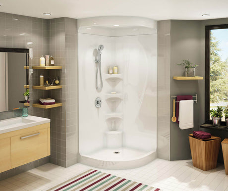 MAAX 102495-000-001-000 Equinox I 37 x 37 Acrylic Corner Center Drain One-Piece Shower in White
