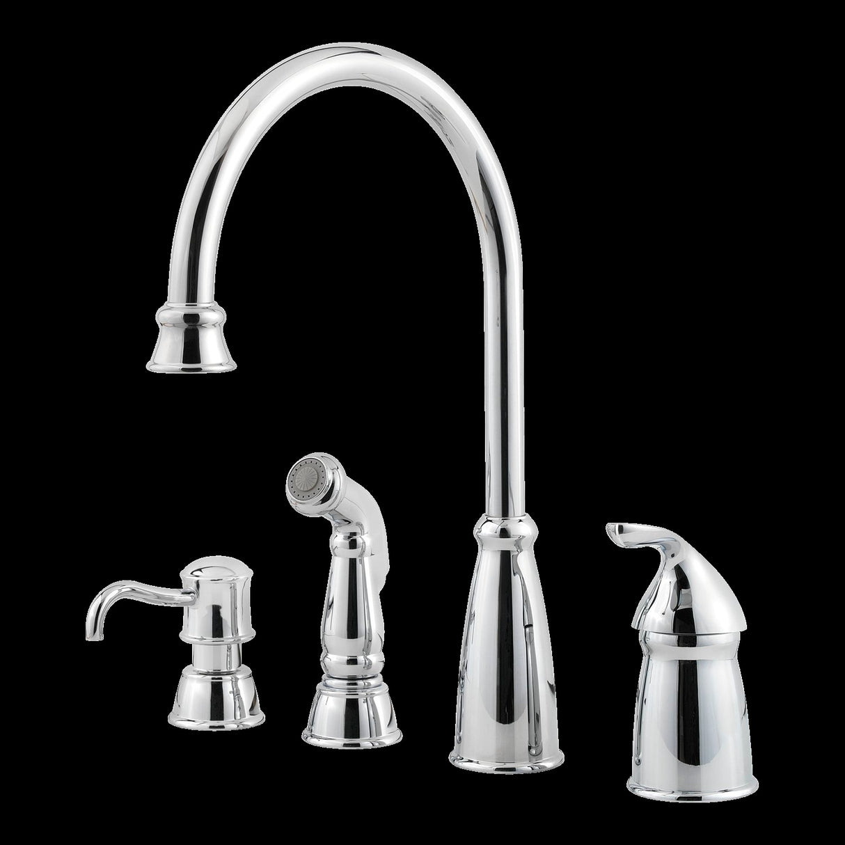 Avalon 1-Handle Kitchen Faucet with Side Spray & Soap Dispenser in Polished Chrome