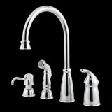 Avalon 1-Handle Kitchen Faucet with Side Spray & Soap Dispenser in Polished Chrome