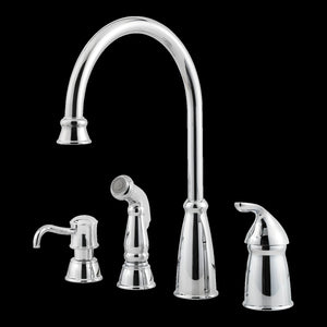 Avalon 1-Handle Kitchen Faucet with Side Spray & Soap Dispenser in Polished Chrome