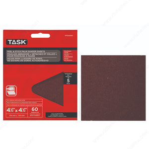 Task PPS56100 Palm SanderPeel & Stick Sanding Sheets, Wood / Metal / Painted Surface / Plastic / Fiberglass / Drywall, 100, Fine