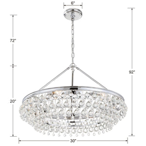 Calypso 6 Light Crystal Teardrop Polished Chrome Chandelier 275-CH