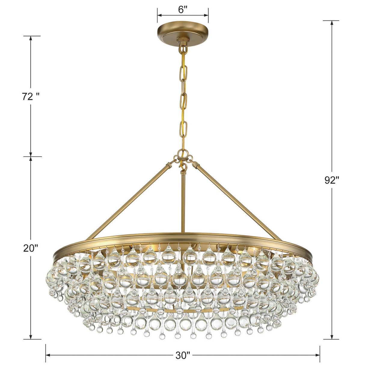 Calypso 6 Light Crystal Teardrop Polished Chrome Chandelier 275-CH