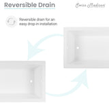 Voltaire 66 "x 36" Reversible Drain Drop-In Bathtub