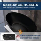 New England Home Goods 67" White Modern Freestanding Solid Surface Deep Soaking Bathtub for Two