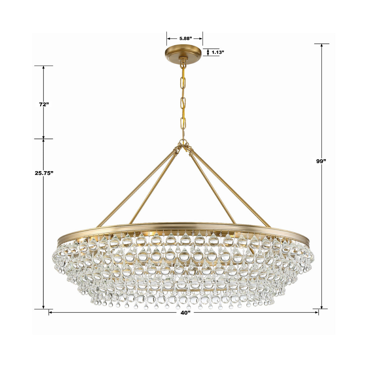 Calypso 8 Light Crystal Teardrop Polished Chrome Chandelier 278-CH