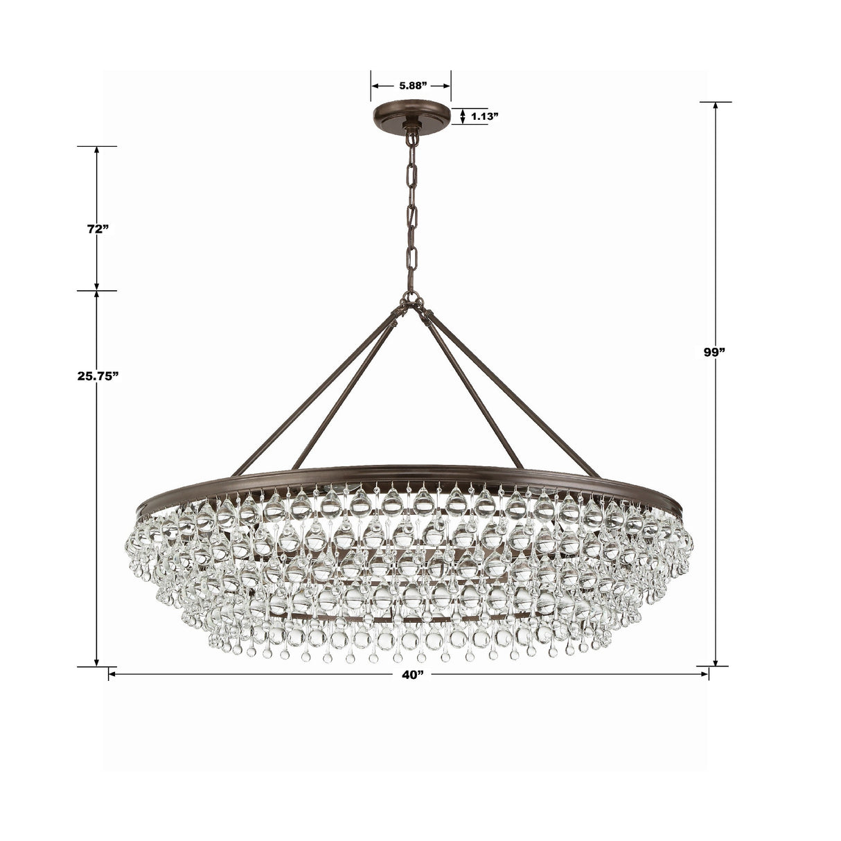 Calypso 8 Light Crystal Teardrop Polished Chrome Chandelier 278-CH