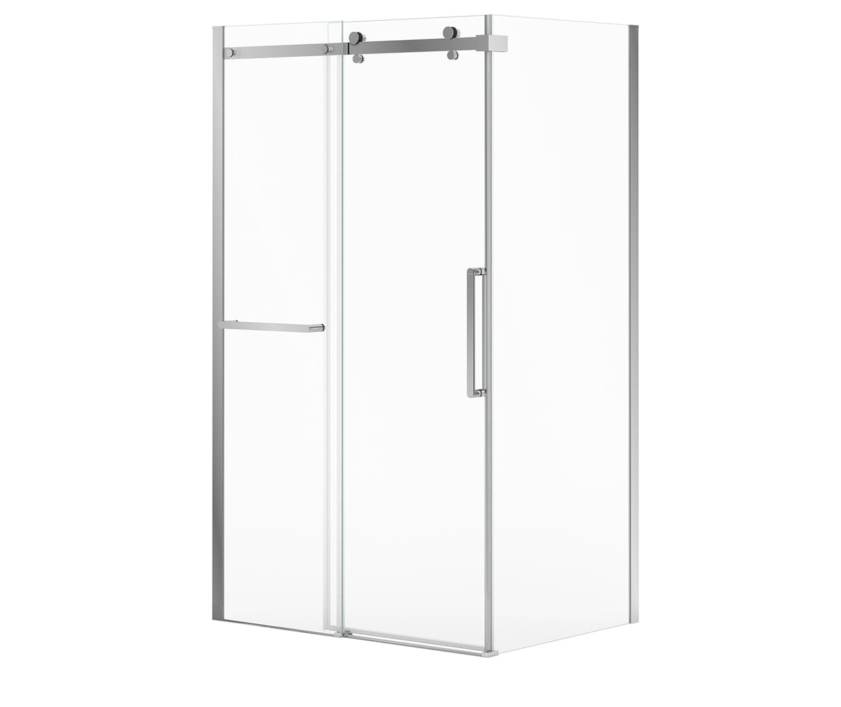 MAAX 134956-900-084-000 Halo Pro 48 x 36 x 78 3/4 in. 8mm Sliding Shower Door with Towel Bar for Corner Installation with Clear glass in Chrome