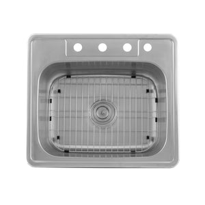 DAX Stainless Steel Single Bowl Top Mount Kitchen Sink, Brushed Stainless Steel DAX-OM-2522
