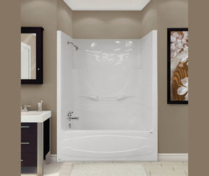 MAAX 105621-091-001-106 Figaro II AFR 59 x 33 Acrylic Alcove Left-Hand Drain Two-Piece 10 Microjets Tub Shower in White