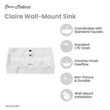 Claire 22" Rectangle Wall-Mount Bathroom Sink in White Marble