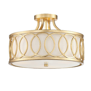 Libby Langdon for Crystorama Graham 3 Light Antique Gold Semi Flush Mount 285-GA
