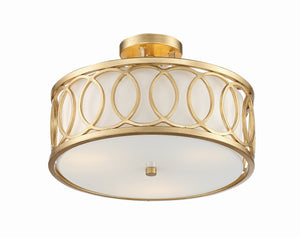 Libby Langdon for Crystorama Graham 3 Light Antique Gold Semi Flush Mount 285-GA