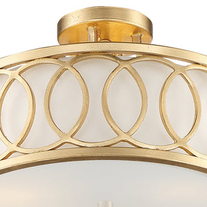 Libby Langdon for Crystorama Graham 3 Light Antique Gold Semi Flush Mount 285-GA