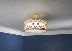 Libby Langdon for Crystorama Graham 3 Light Antique Gold Semi Flush Mount 285-GA