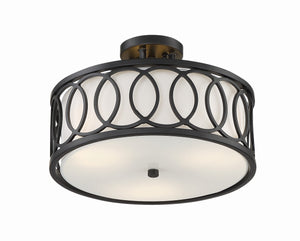 Libby Langdon for Crystorama Graham 3 Light Antique Gold Semi Flush Mount 285-GA