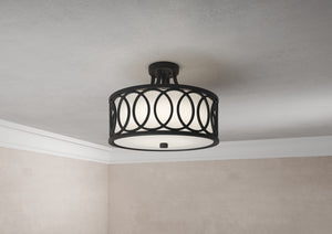 Libby Langdon for Crystorama Graham 3 Light Antique Gold Semi Flush Mount 285-GA