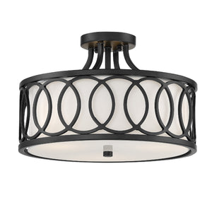 Libby Langdon for Crystorama Graham 3 Light Antique Gold Semi Flush Mount 285-GA
