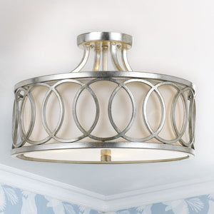 Libby Langdon for Crystorama Graham 3 Light Antique Gold Semi Flush Mount 285-GA