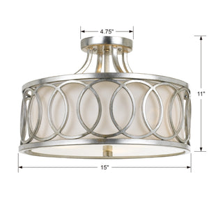 Libby Langdon for Crystorama Graham 3 Light Antique Gold Semi Flush Mount 285-GA