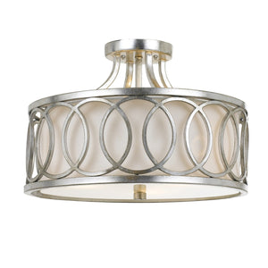 Libby Langdon for Crystorama Graham 3 Light Antique Gold Semi Flush Mount 285-GA
