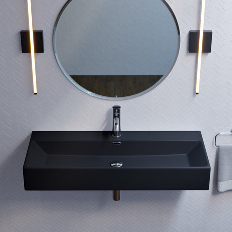 Claire 40" Rectangle Wall-Mount Bathroom Sink in Matte Black