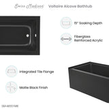 Voltaire 48" X 32" Right-Hand Drain Alcove Bathtub with Apron in Matte Black