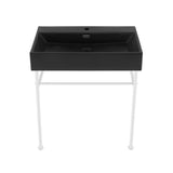 Claire 30 Ceramic Console Sink Matte Black Basin Matte White Legs