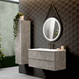 DAX Pasadena Engineered Wood and Porcelain Onix Basin with Vanity Cabinet, 40", Cement DAX-PAS014081-ONX