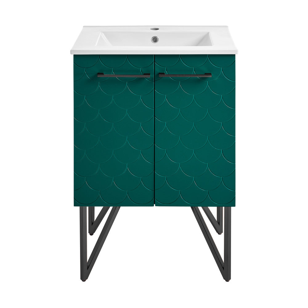 Annecy 24" Freestanding Bathroom Vanity in Teal with Sink Top