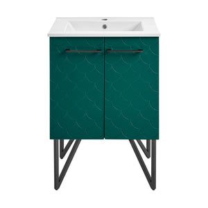 Annecy 24" Freestanding Bathroom Vanity in Teal with Sink Top