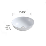 DAX Ceramic Round Bathroom Vessel Basin, 16", Black Matte DAX-CL1344-BM