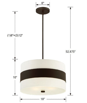 Libby Langdon for Crystorama Grayson 3 Light Dark Bronze Chandelier 295-DB