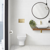 Wall Mount Dual Flush Actuator Plate with Rectangle Push Buttons in Brushed Brass