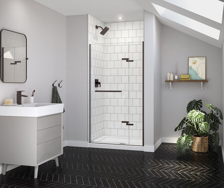 MAAX 139576-900-173-000 Reveal Sleek 71 38-41 x 71 ½ in. 8 mm Pivot Shower Door for Alcove Installation with Clear glass in Dark Bronze