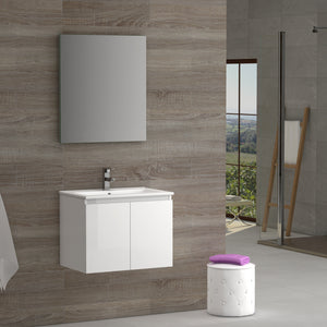 DAX Malibu Engineered Wood and Porcelain Onix Basin with Vanity Cabinet, 24", White DAX-MAL012411-ONX
