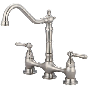 Pioneer 2AM500-BN Americana Two Handle Kitchen Bridge Faucet in Brushed Nickel